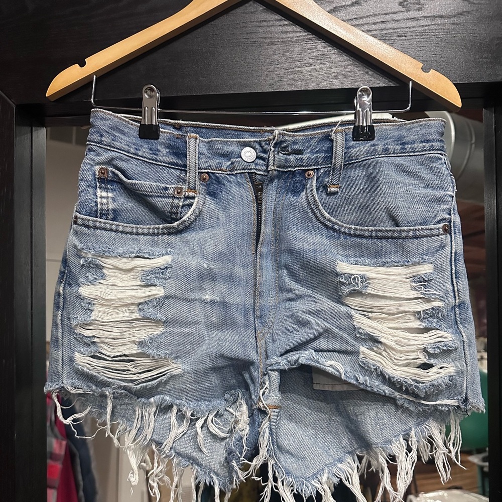 Levi's Light Blue Distressed Jean Shorts